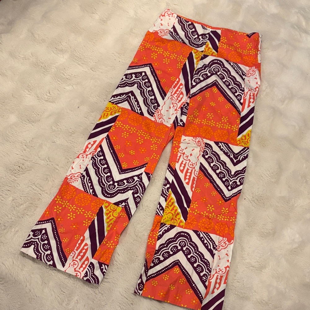 Trina Turk Orange and Purple Wide Leg Pants
